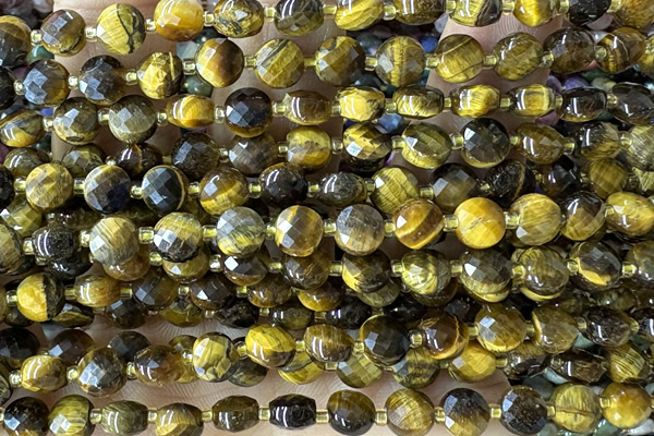 COIN210 15 inches 6mm faceted coin red garnet beads