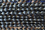 COIN211 15 inches 6mm faceted coin blue goldstone beads