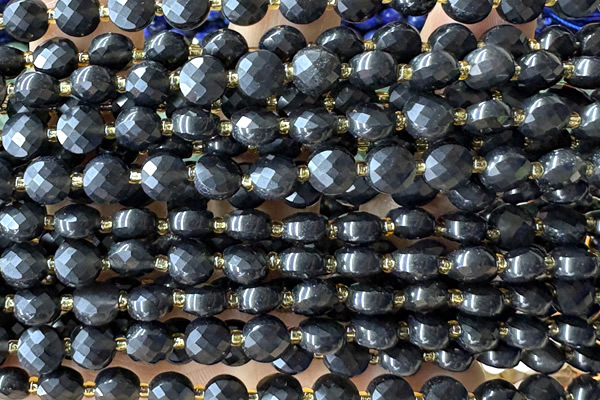 COIN211 15 inches 6mm faceted coin blue goldstone beads