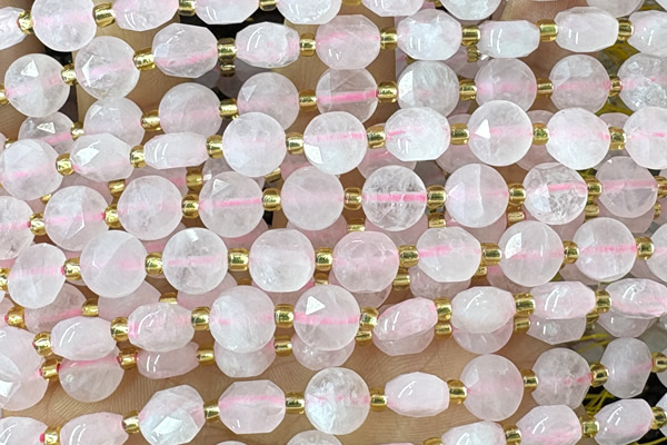 COIN222 15 inches 8mm faceted coin rose quartz beads beads