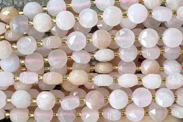 COIN223 15 inches 8mm faceted coin pink aventurine jade beads