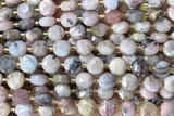 COIN229 15 inches 8mm faceted coin pink opal gemstone beads