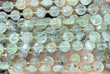 COIN233 15 inches 8mm faceted coin green rutilated quartz beads