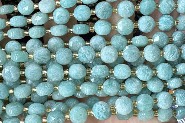 COIN237 15 inches 8mm faceted coin amazonite gemstone beads