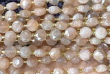 COIN238 15 inches 8mm faceted coin moonstone gemstone beads