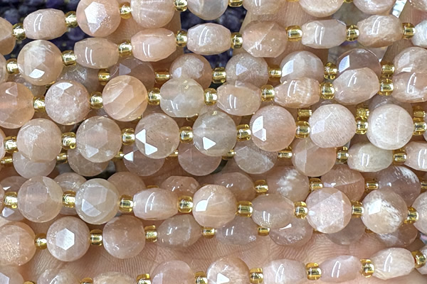 COIN238 15 inches 8mm faceted coin moonstone gemstone beads