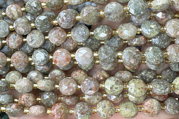 COIN240 15 inches 8mm faceted coin jade gemstone beads