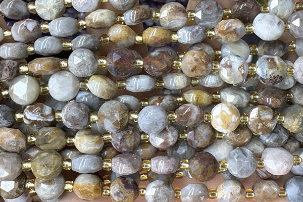 COIN242 15 inches 8mm faceted coin jasper gemstone beads