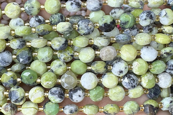 COIN245 15 inches 8mm faceted coin chrysotine gemstone beads