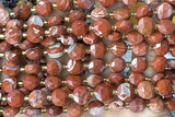 COIN249 15 inches 8mm faceted coin red jasper gemstone beads