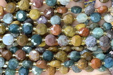 COIN252 15 inches 8mm faceted coin ocean agate gemstone beads
