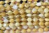 COIN253 15 inches 8mm faceted coin yellow jade gemstone beads