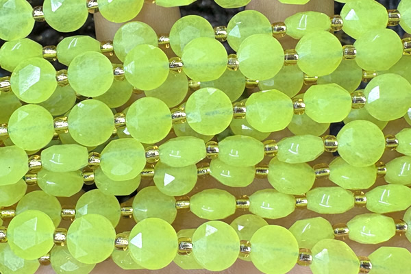 COIN261 15 inches 8mm faceted coin jade gemstone beads