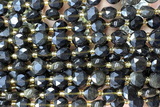 COIN263 15 inches 8mm faceted coin obsidian gemstone beads