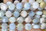 COIN281 15 inches 10mm faceted coin morganite gemstone beads