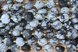 COIN291 15 inches 10mm faceted coin snowflake obsidian beads