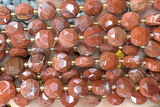 COIN293 15 inches 10mm faceted coin red jasper gemstone beads