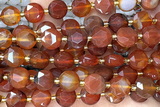 COIN294 15 inches 10mm faceted coin red agate beads