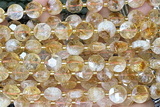 COIN295 15 inches 10mm faceted coin citrine gemstone beads