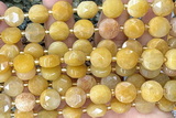 COIN297 15 inches 10mm faceted coin yellow jade beads