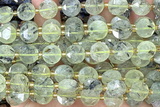 COIN300 15 inches 10mm faceted coin green rutilated quartz beads