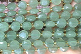 COIN301 15 inches 10mm faceted coin green aventurine jade beads