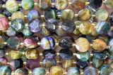 COIN304 15 inches 10mm faceted coin tiger eye beads