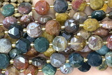 COIN305 15 inches 10mm faceted coin ocean agate beads
