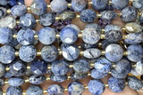 COIN312 15 inches 10mm faceted coin dumortierite gemstone beads
