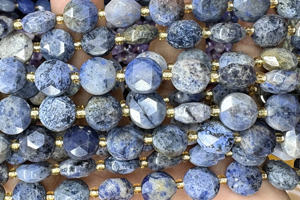 COIN312 15 inches 10mm faceted coin dumortierite gemstone beads