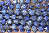 COIN313 15 inches 10mm faceted coin lapis lazuli beads