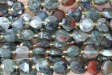 COIN314 15 inches 10mm faceted coin blood jasper beads
