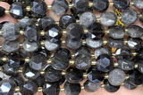 COIN319 15 inches 10mm faceted coin obsidian gemstone beads