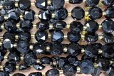 COIN321 15 inches 10mm faceted coin black agate beads