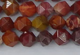 COJ1001 15.5 inches 6mm faceted nuggets red porcelain jasper beads