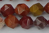 COJ1004 15.5 inches 12mm faceted nuggets red porcelain jasper beads