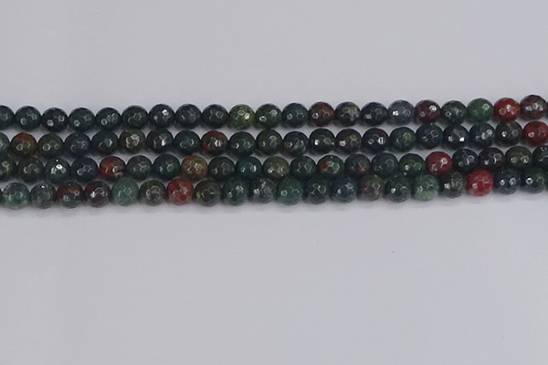 COJ311 15.5 inches 6mm faceted round Indian bloodstone beads