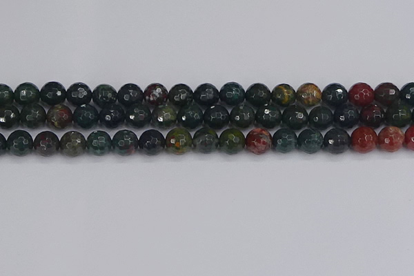 COJ312 15.5 inches 8mm faceted round Indian bloodstone beads