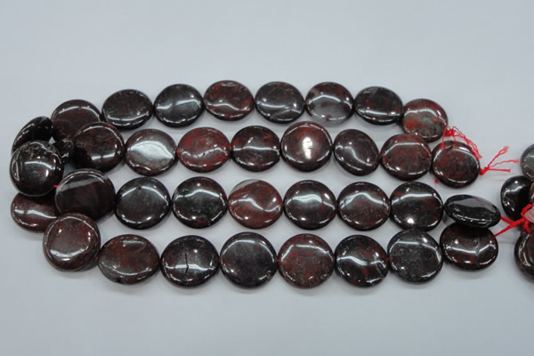 COJ35 15.5 inches 22mm flat round blood jasper gemstone beads