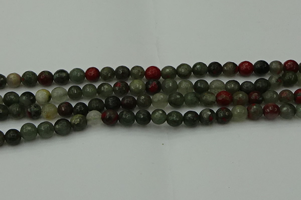 COJ462 15.5 inches 8mm faceted round blood jasper beads wholesale