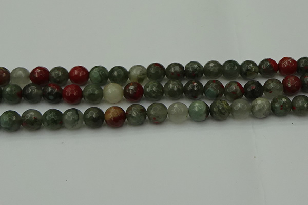 COJ464 15.5 inches 12mm faceted round blood jasper beads wholesale