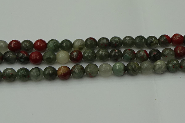 COJ465 15.5 inches 14mm faceted round blood jasper beads wholesale