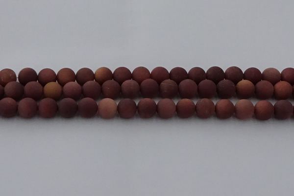 COJ473 15.5 inches 10mm round matte African blood jasper beads