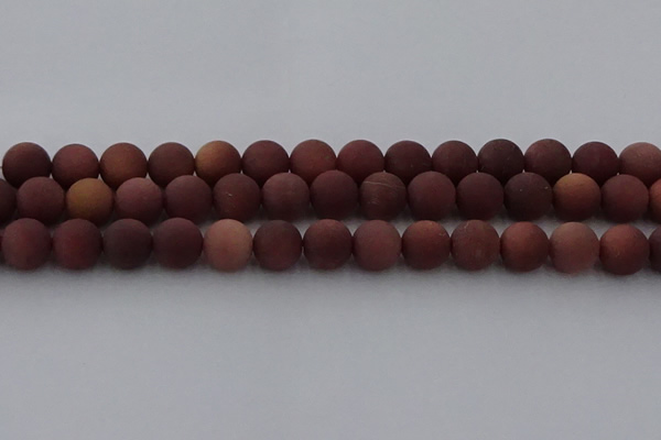 COJ474 15.5 inches 12mm round matte African blood jasper beads