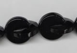 CON115 15.5 inches 18mm curved moon black onyx gemstone beads