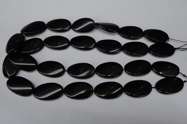 CON59 15.5 inches 18*30mm twisted oval black onyx gemstone beads