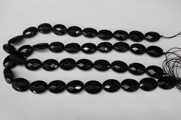 CON66 15.5 inches 15*20mm faceted oval black onyx gemstone beads
