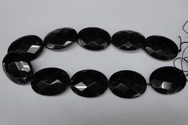 CON70 15.5 inches 30*40mm faceted oval black onyx gemstone beads