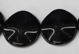 CON96 15.5 inches 23mm wavy coin black onyx gemstone beads