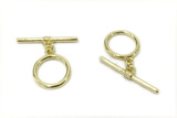 CONN20 2*21mm, 15mm copper toggle clasp gold plated